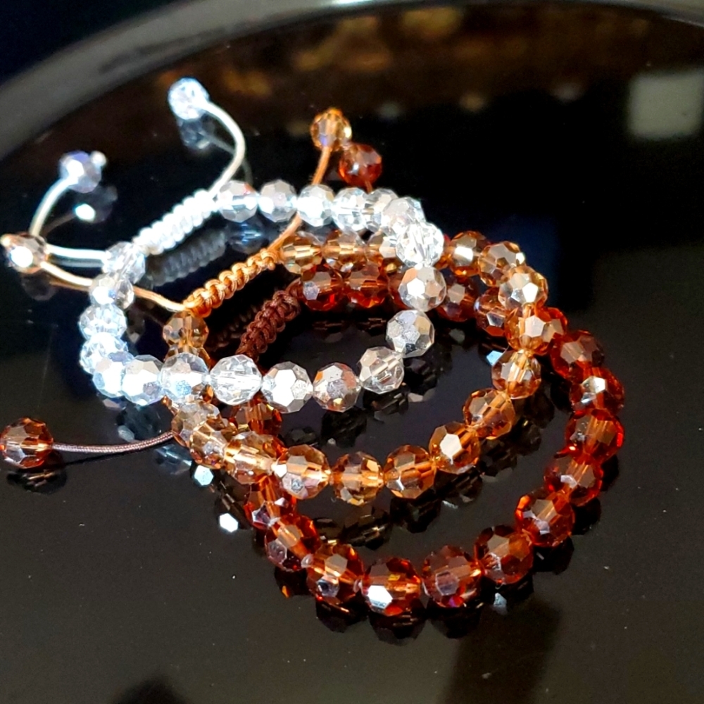 🔸️5/$25🔸️Set of 3 Faceted Crystal Bracelets